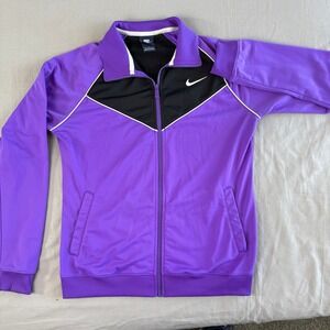 Nike Track Jacket Large Womens Full Zip Purple Black White‎ Athletic Coat
